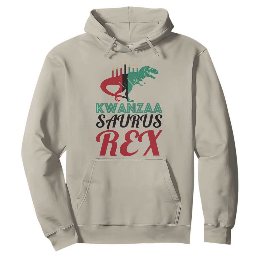 Kwanzaa Saurus Rex Kinara Candles Dinosaur T-rex African Heritage Hoodie TS11 Sand Print Your Wear