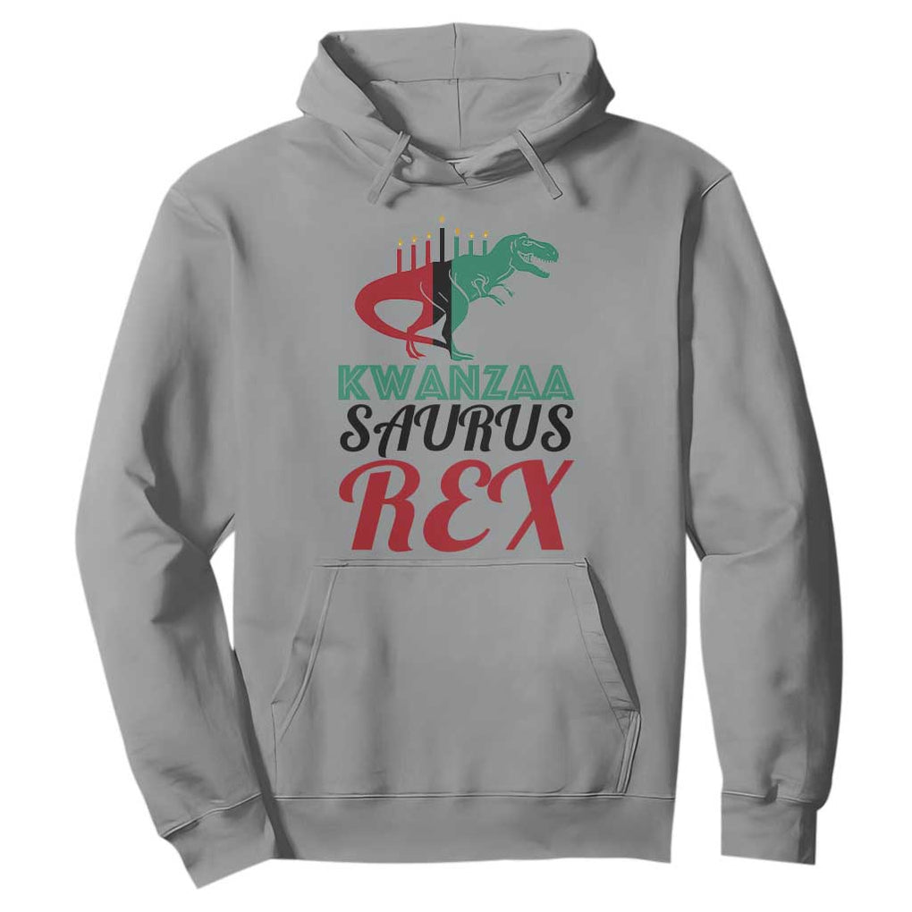 Kwanzaa Saurus Rex Kinara Candles Dinosaur T-rex African Heritage Hoodie TS11 Sport Gray Print Your Wear