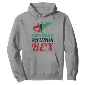 Kwanzaa Saurus Rex Kinara Candles Dinosaur T-rex African Heritage Hoodie TS11 Sport Gray Print Your Wear