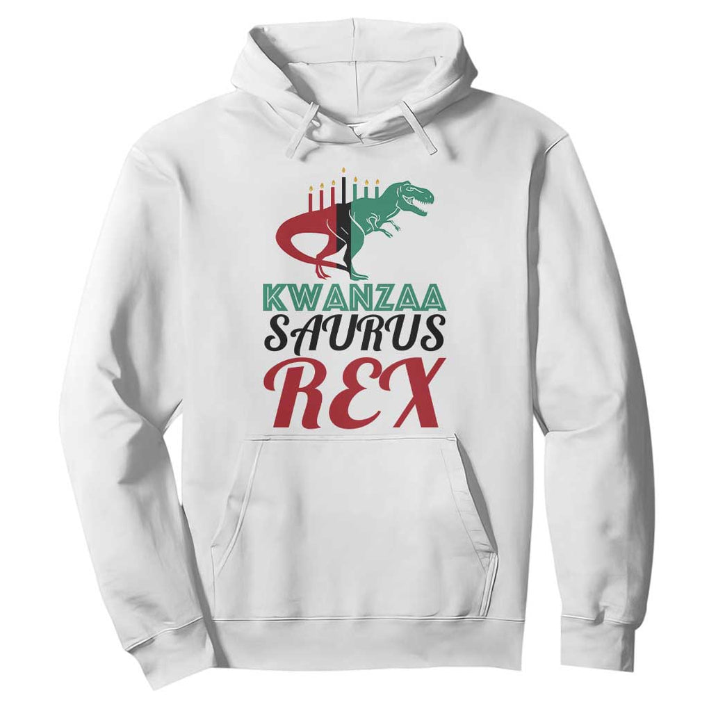 Kwanzaa Saurus Rex Kinara Candles Dinosaur T-rex African Heritage Hoodie TS11 White Print Your Wear