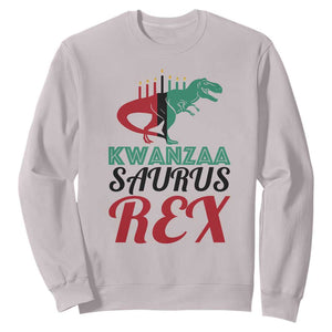 Kwanzaa Saurus Rex Kinara Candles Dinosaur T-rex African Heritage Sweatshirt TS11 Ice Gray Print Your Wear