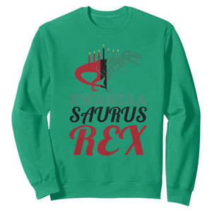 Kwanzaa Saurus Rex Kinara Candles Dinosaur T-rex African Heritage Sweatshirt TS11 Irish Green Print Your Wear