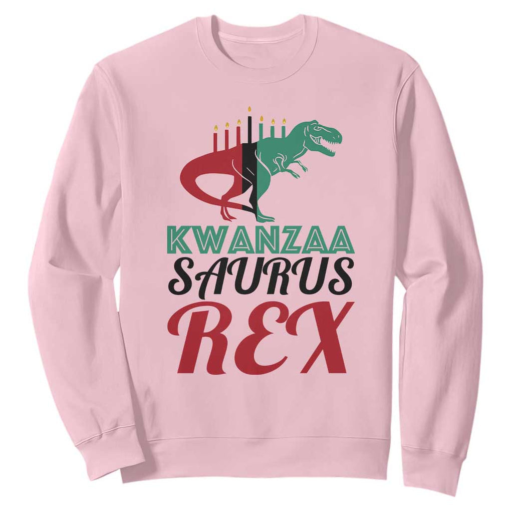 Kwanzaa Saurus Rex Kinara Candles Dinosaur T-rex African Heritage Sweatshirt TS11 Light Pink Print Your Wear