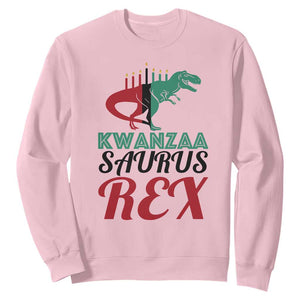 Kwanzaa Saurus Rex Kinara Candles Dinosaur T-rex African Heritage Sweatshirt TS11 Light Pink Print Your Wear