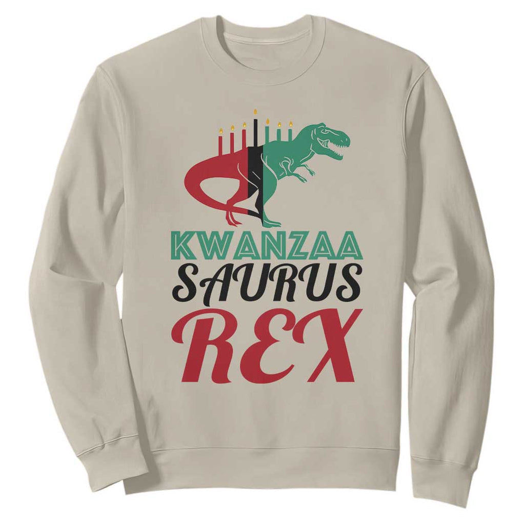 Kwanzaa Saurus Rex Kinara Candles Dinosaur T-rex African Heritage Sweatshirt TS11 Sand Print Your Wear