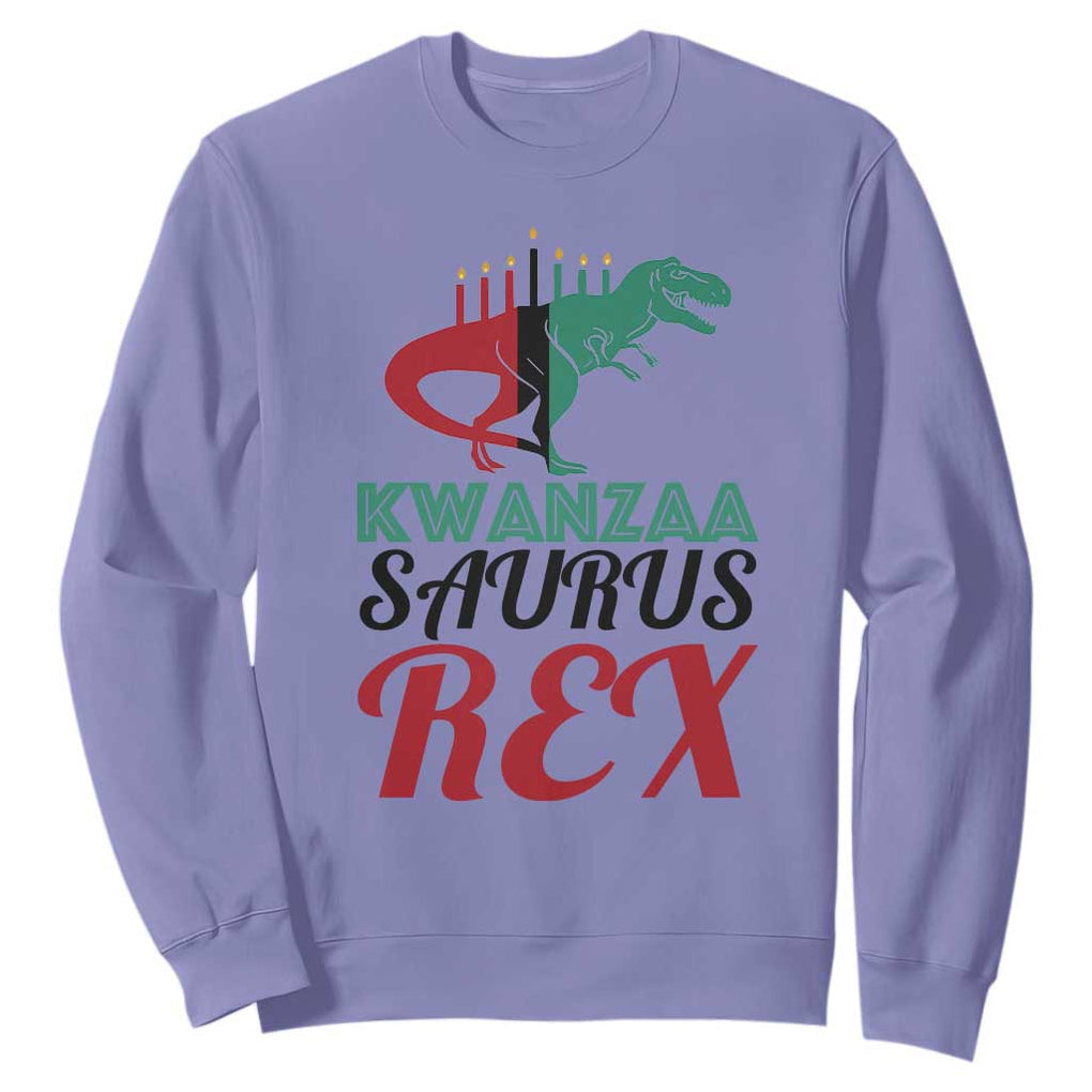 Kwanzaa Saurus Rex Kinara Candles Dinosaur T-rex African Heritage Sweatshirt TS11 Violet Print Your Wear