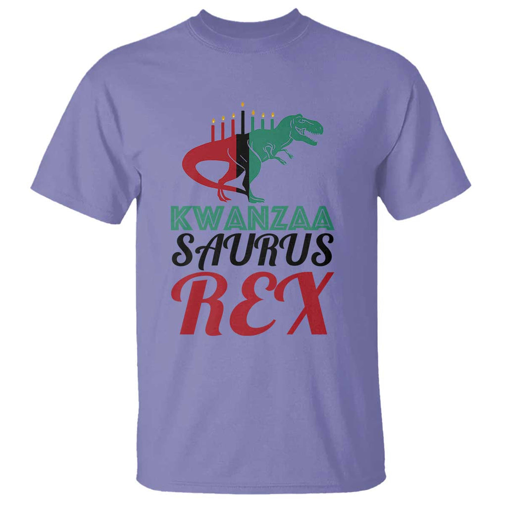 Kwanzaa Saurus Rex Kinara Candles Dinosaur T-rex African Heritage T Shirt TS11 Violet Print Your Wear