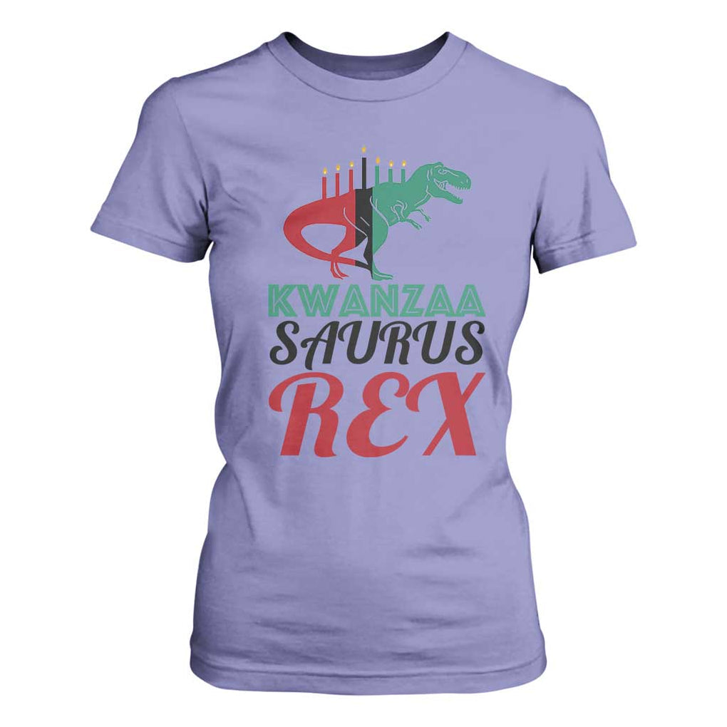 Kwanzaa Saurus Rex Kinara Candles Dinosaur T-rex African Heritage T Shirt For Women TS11 Violet Print Your Wear