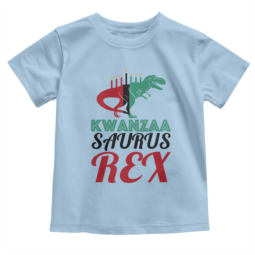 Kwanzaa Saurus Rex Kinara Candles Dinosaur T-rex African Heritage Toddler T Shirt TS11 Light Blue Print Your Wear