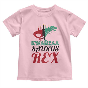 Kwanzaa Saurus Rex Kinara Candles Dinosaur T-rex African Heritage Toddler T Shirt TS11 Light Pink Print Your Wear
