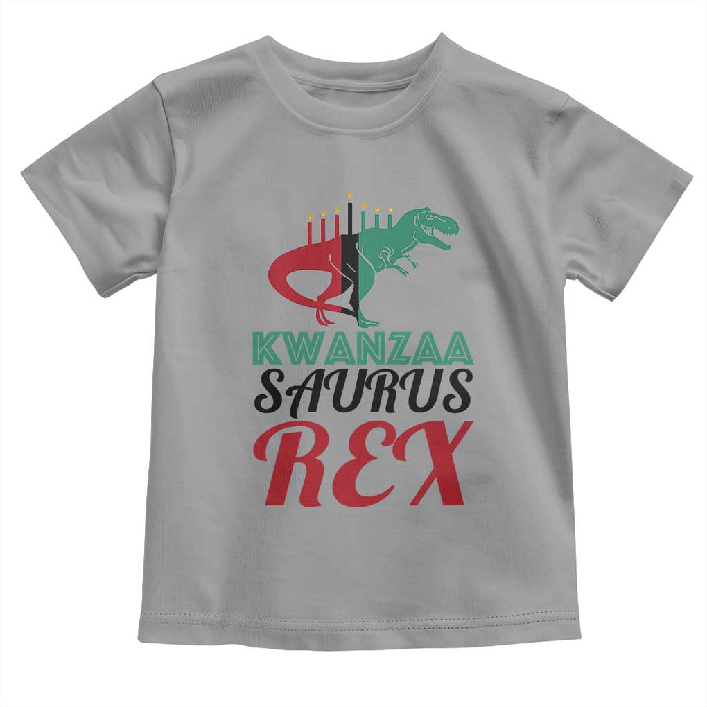 Kwanzaa Saurus Rex Kinara Candles Dinosaur T-rex African Heritage Toddler T Shirt TS11 Sport Gray Print Your Wear