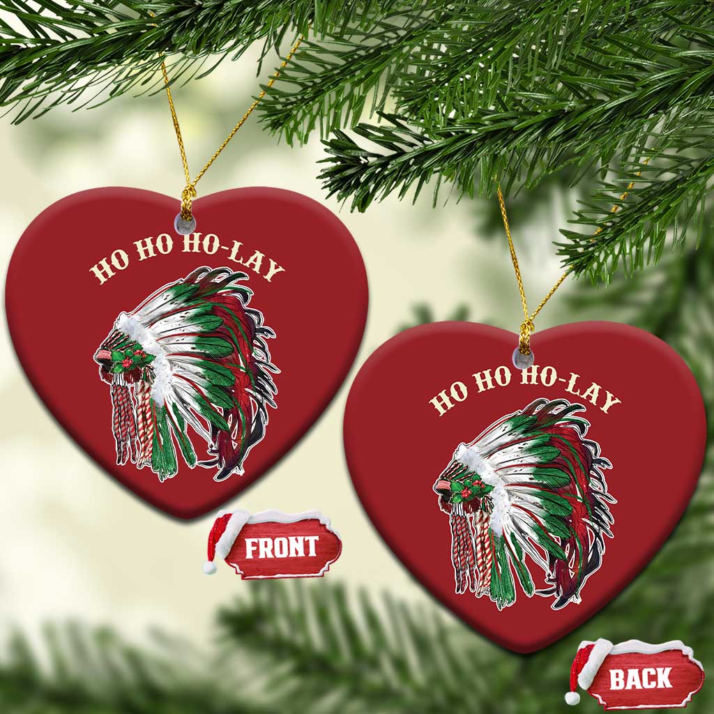 Funny Xmas Native American Christmas Ornament Ho Ho Ho Lay Vintage War Bonnet TS11 Heart Red Print Your Wear