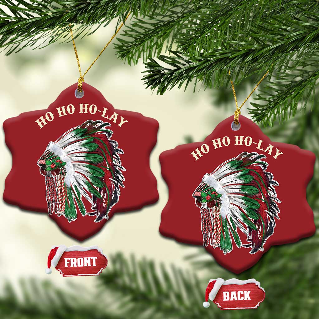 Funny Xmas Native American Christmas Ornament Ho Ho Ho Lay Vintage War Bonnet TS11 Snow Flake Red Print Your Wear