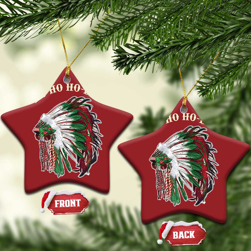 Funny Xmas Native American Christmas Ornament Ho Ho Ho Lay Vintage War Bonnet TS11 Star Red Print Your Wear