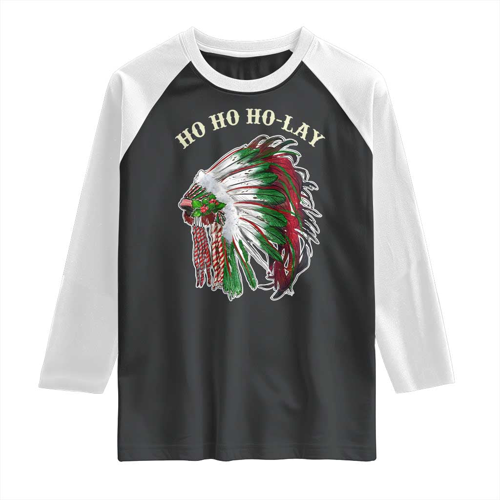 Funny Christmas Native American Raglan Shirt Ho Ho Ho Lay Vintage War Bonnet TS11 Black White Print Your Wear