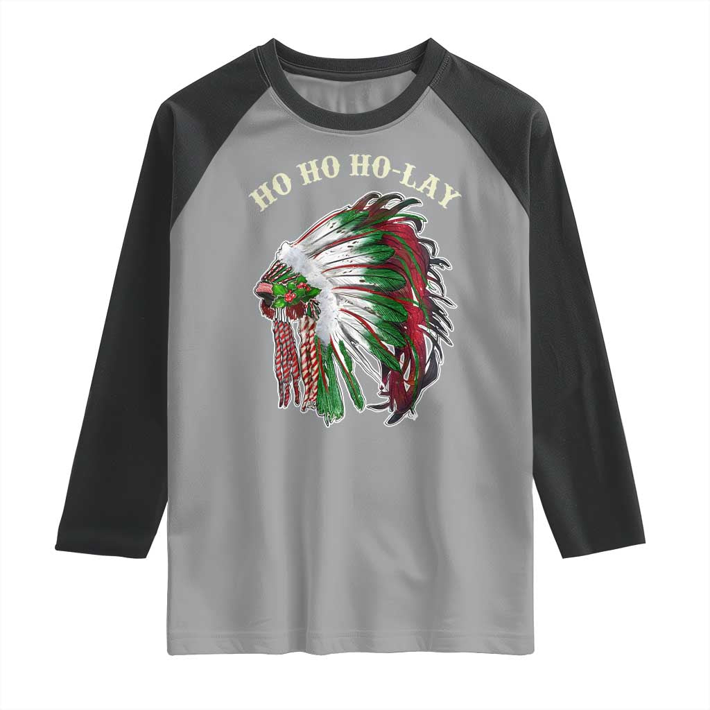 Funny Christmas Native American Raglan Shirt Ho Ho Ho Lay Vintage War Bonnet TS11 Sport Gray Black Print Your Wear