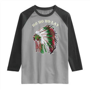 Funny Christmas Native American Raglan Shirt Ho Ho Ho Lay Vintage War Bonnet TS11 Sport Gray Black Print Your Wear
