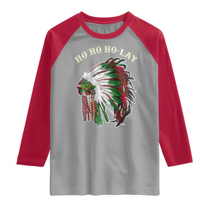 Funny Christmas Native American Raglan Shirt Ho Ho Ho Lay Vintage War Bonnet TS11 Sport Gray Red Print Your Wear