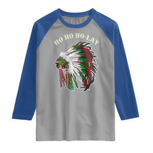 Funny Christmas Native American Raglan Shirt Ho Ho Ho Lay Vintage War Bonnet TS11 Sport Gray Royal Print Your Wear
