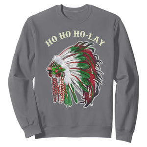 Funny Christmas Native American Sweatshirt Ho Ho Ho Lay Vintage War Bonnet TS11 Charcoal Print Your Wear