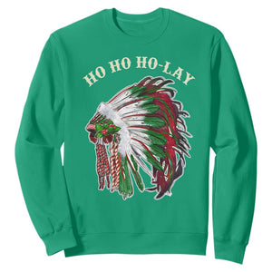 Funny Christmas Native American Sweatshirt Ho Ho Ho Lay Vintage War Bonnet TS11 Irish Green Print Your Wear