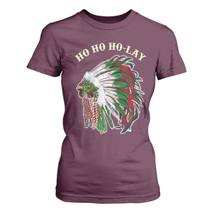 Funny Christmas Native American T Shirt For Women Ho Ho Ho Lay Vintage War Bonnet TS11 Maroon Print Your Wear