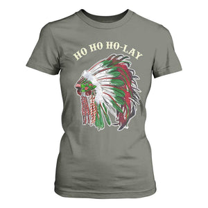 Funny Christmas Native American T Shirt For Women Ho Ho Ho Lay Vintage War Bonnet TS11 Military Green Print Your Wear