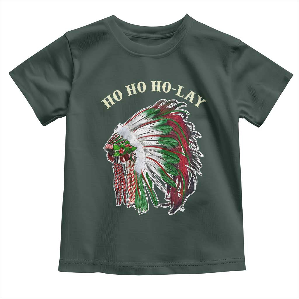 Funny Christmas Native American Toddler T Shirt Ho Ho Ho Lay Vintage War Bonnet TS11 Dark Forest Green Print Your Wear