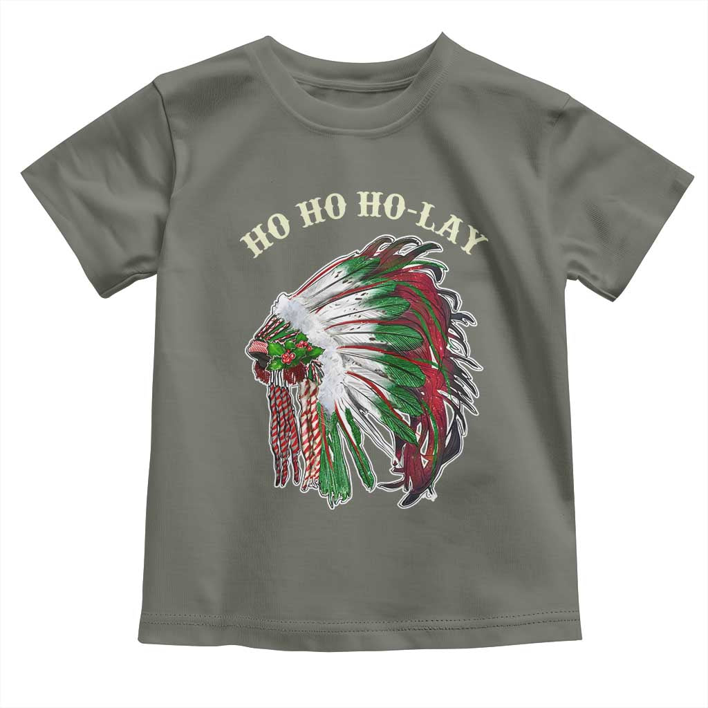 Funny Christmas Native American Toddler T Shirt Ho Ho Ho Lay Vintage War Bonnet TS11 Military Green Print Your Wear