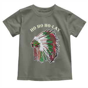 Funny Christmas Native American Toddler T Shirt Ho Ho Ho Lay Vintage War Bonnet TS11 Military Green Print Your Wear