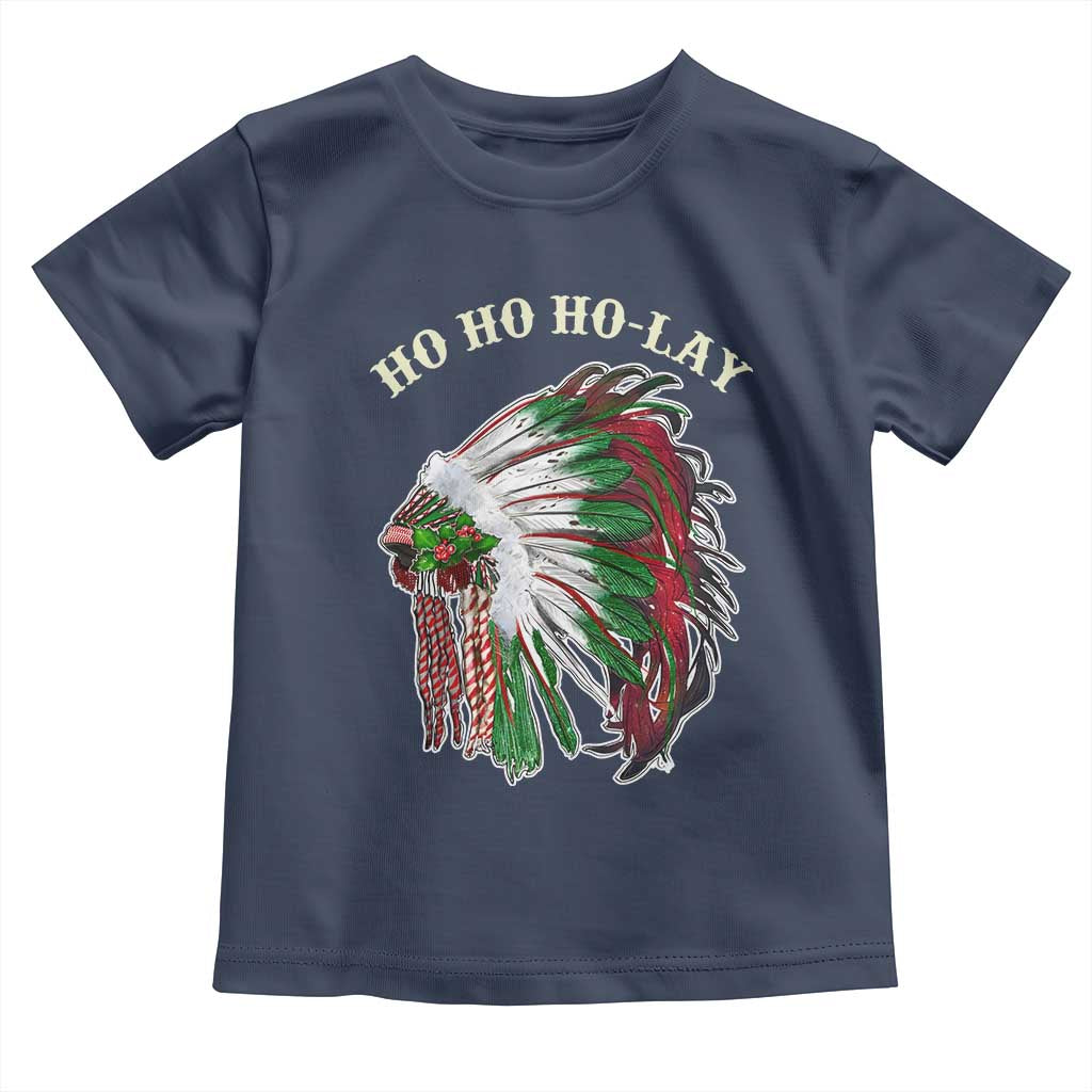 Funny Christmas Native American Toddler T Shirt Ho Ho Ho Lay Vintage War Bonnet TS11 Navy Print Your Wear