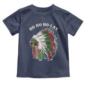 Funny Christmas Native American Toddler T Shirt Ho Ho Ho Lay Vintage War Bonnet TS11 Navy Print Your Wear