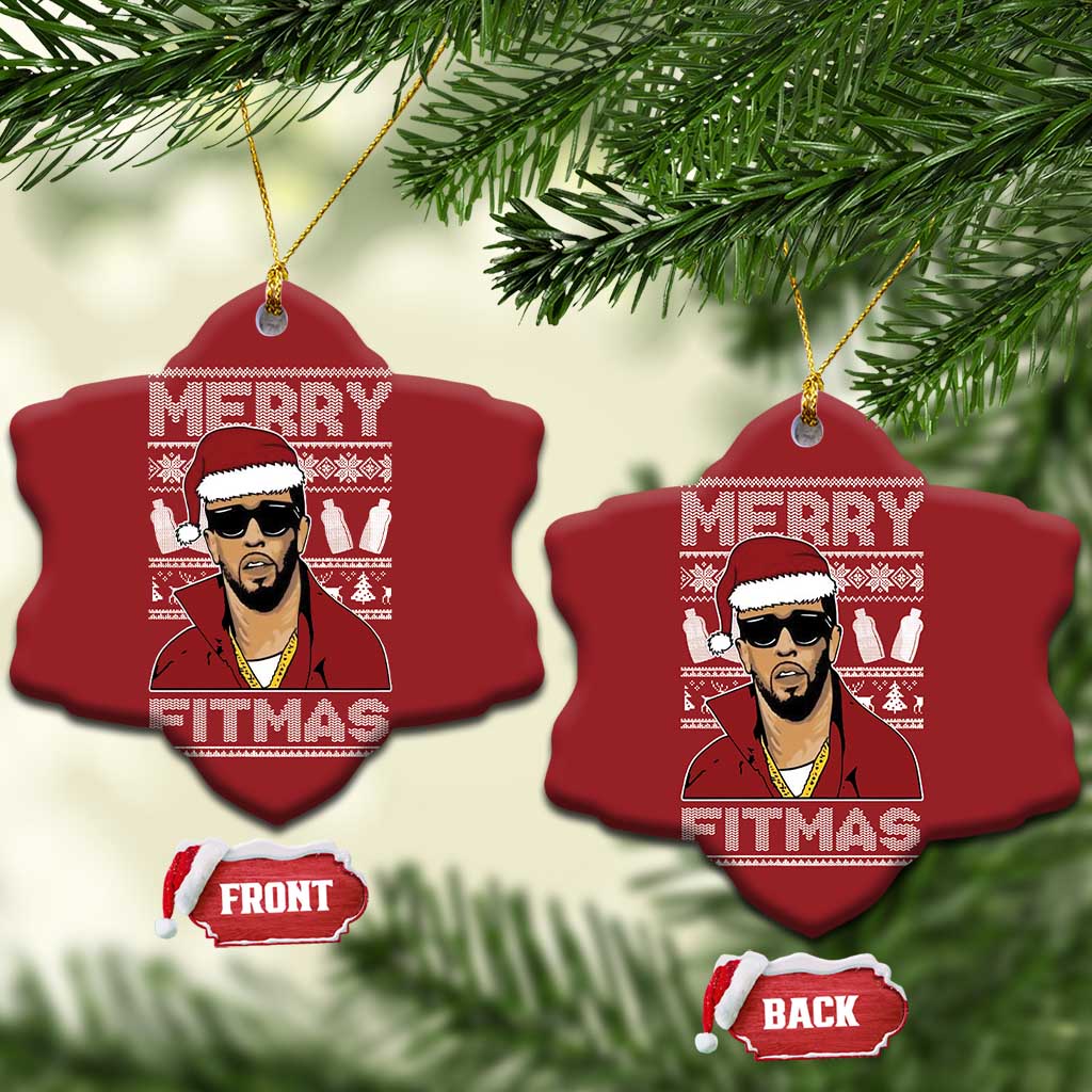 Funny Dirty Santa Diddy Merry Fitmas Christmas Ornament TS11 Snow Flake Red Print Your Wear
