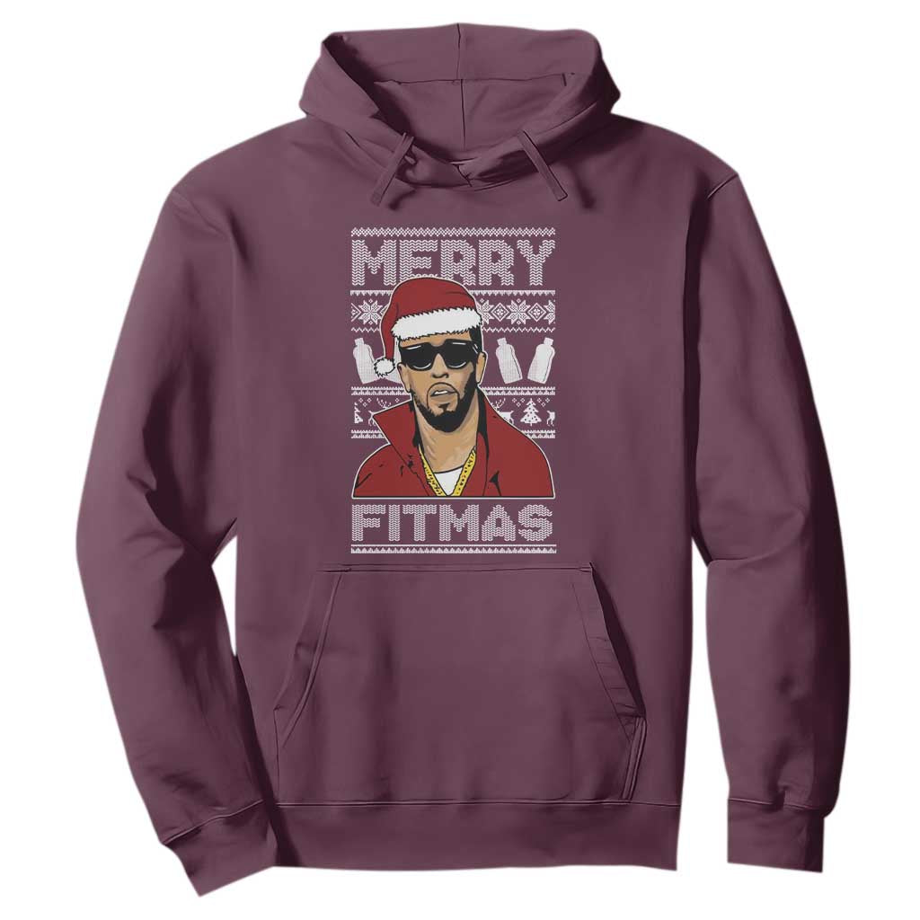 Funny Dirty Santa Diddy Merry Fitmas Hoodie TS11 Maroon Print Your Wear