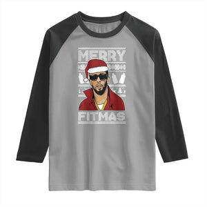 Funny Dirty Santa Diddy Merry Fitmas Raglan Shirt TS11 Sport Gray Black Print Your Wear
