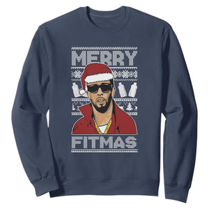 Funny Dirty Santa Diddy Merry Fitmas Sweatshirt TS11 Navy Print Your Wear
