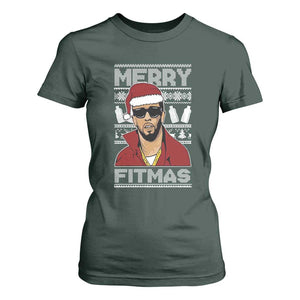 Funny Dirty Santa Diddy Merry Fitmas T Shirt For Women TS11 Dark Forest Green Print Your Wear