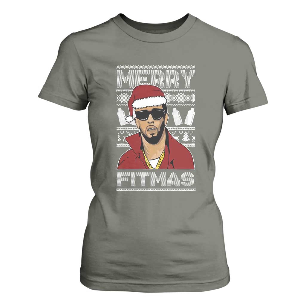 Funny Dirty Santa Diddy Merry Fitmas T Shirt For Women TS11 Military Green Print Your Wear