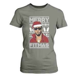 Funny Dirty Santa Diddy Merry Fitmas T Shirt For Women TS11 Military Green Print Your Wear