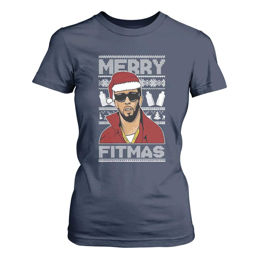 Funny Dirty Santa Diddy Merry Fitmas T Shirt For Women TS11 Navy Print Your Wear