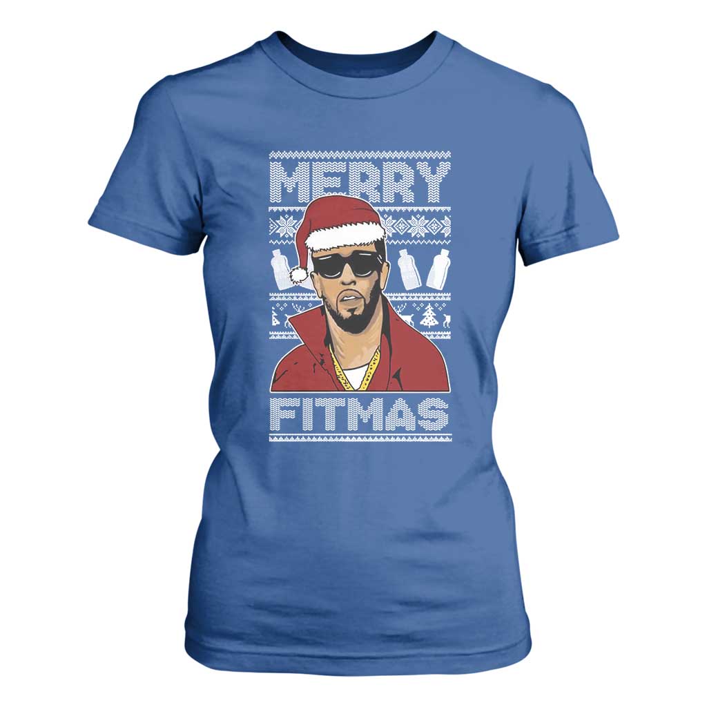 Funny Dirty Santa Diddy Merry Fitmas T Shirt For Women TS11 Royal Blue Print Your Wear