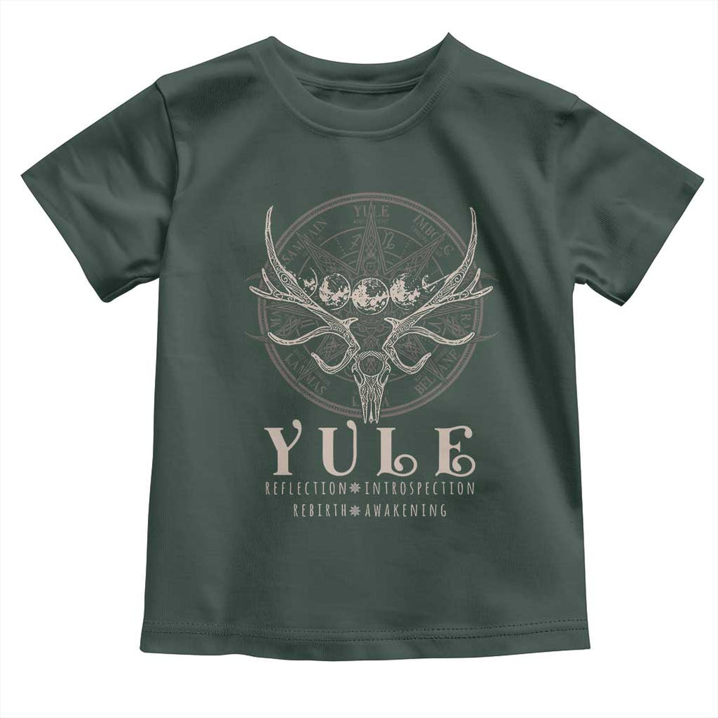 Yule Pagan Toddler T Shirt Reflection Instrospection Rebirth Awakening TS11 Dark Forest Green Print Your Wear