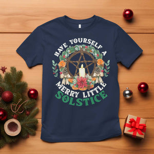 Have Yourself A Merry Little Solstice T Shirt Pagan Pentagram Christmas Wreath TS11 Navy Print Your Wear