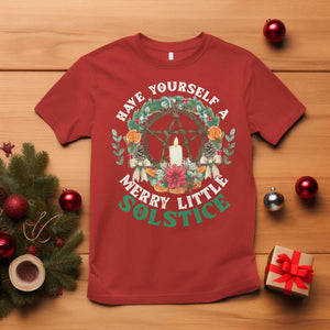 Have Yourself A Merry Little Solstice T Shirt Pagan Pentagram Christmas Wreath TS11 Red Print Your Wear