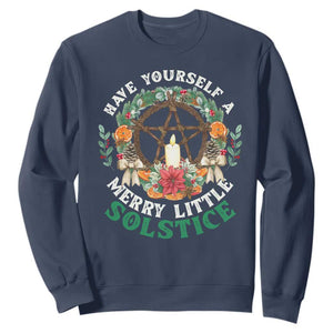 Have Yourself A Merry Little Solstice Sweatshirt Pagan Pentagram Christmas Wreath TS11 Navy Print Your Wear