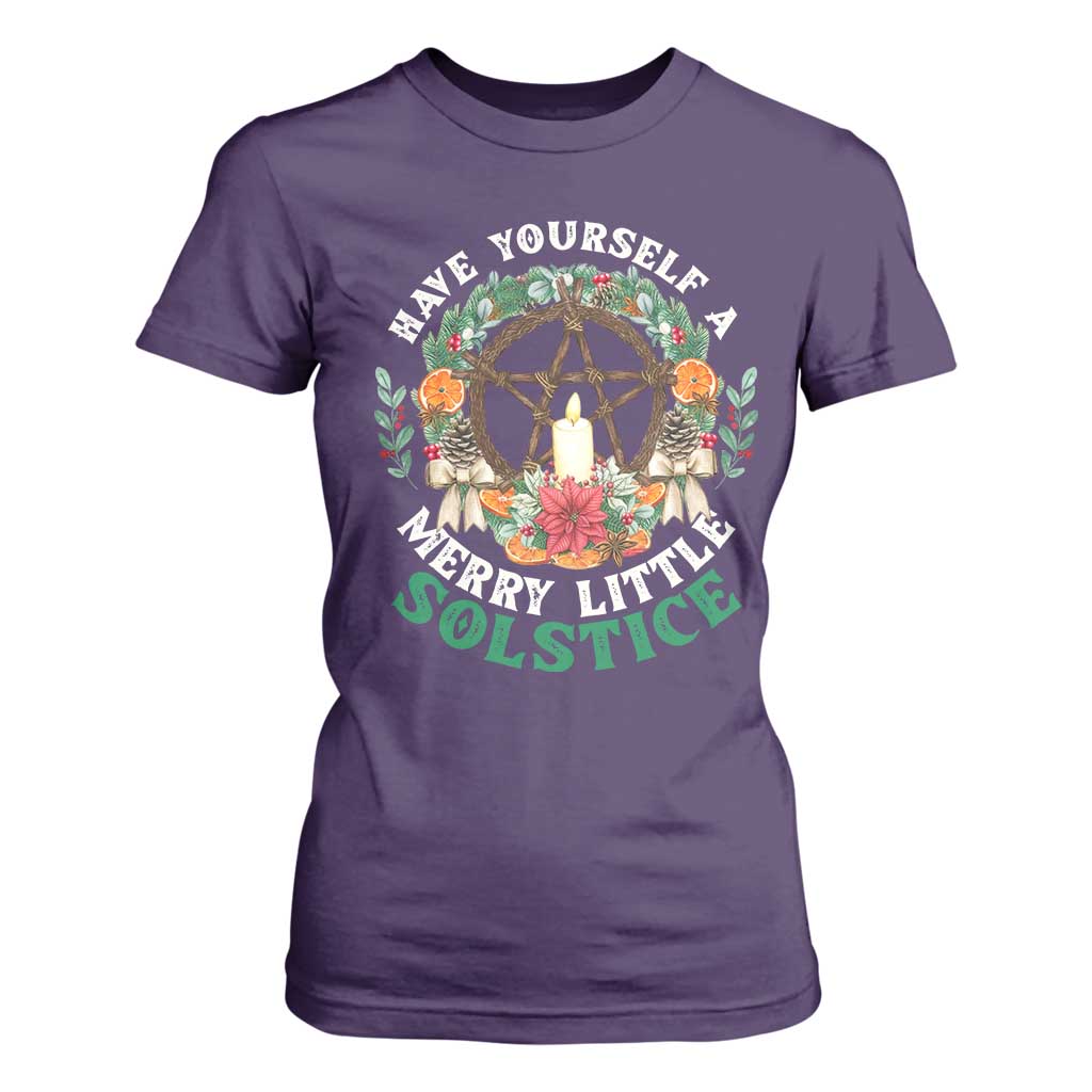 Have Yourself A Merry Little Solstice T Shirt For Women Pagan Pentagram Christmas Wreath TS11 Purple Print Your Wear