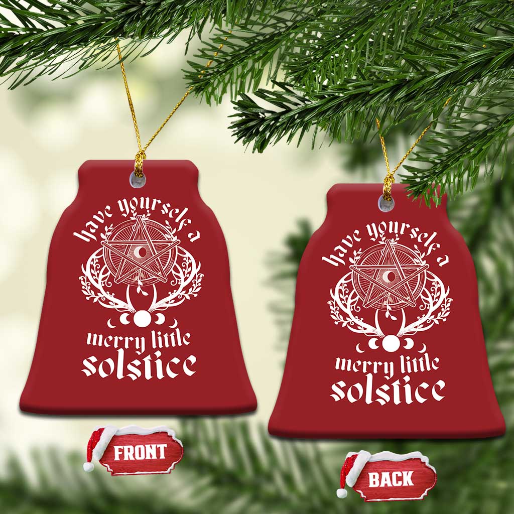 Yule Pagan Christmas Ornament Have Yourself A Merry Little Solstice Vintage Pentagram TS11 Bell Flake Red Print Your Wear