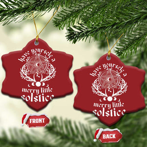 Yule Pagan Christmas Ornament Have Yourself A Merry Little Solstice Vintage Pentagram TS11 Snow Flake Red Print Your Wear
