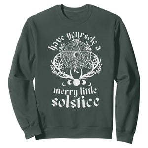 Yule Pagan Sweatshirt Have Yourself A Merry Little Solstice Vintage Pentagram TS11 Dark Forest Green Print Your Wear