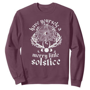 Yule Pagan Sweatshirt Have Yourself A Merry Little Solstice Vintage Pentagram TS11 Maroon Print Your Wear